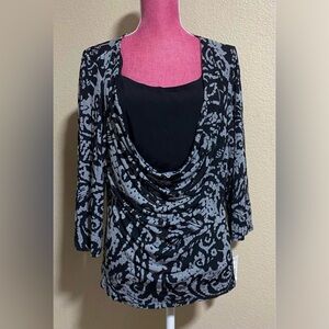 Briggs New York Black and Gray Patterned Blouse